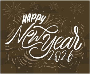 Happy New Year 2026 Holiday Abstract Brown And White Color Design Symbol Vector Illustration