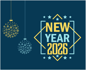 Happy New Year 2026 Holiday Abstract Blue Cyan And Yellow Color Design Symbol Vector Illustration