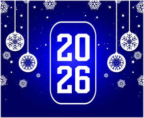 Happy New Year 2026 Holiday Abstract Blue And White Color Design Symbol Vector Illustration