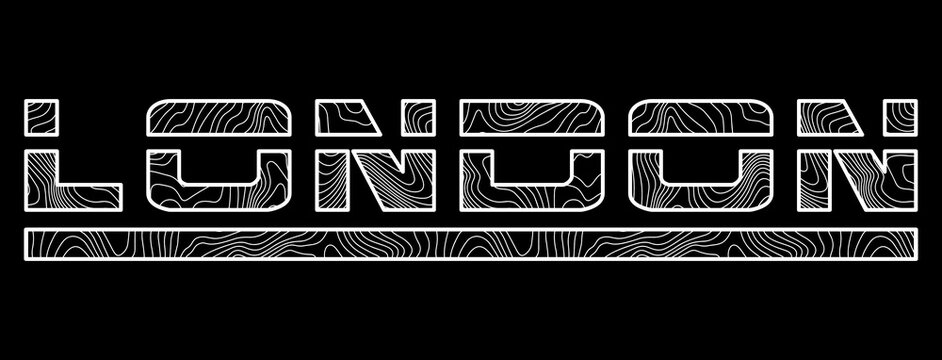 London, Londres, UK, United Kingdom, England, Inglaterra, typography, tipografia, lettering, text, texto, topographic, topogr&aacute;fico, map, mapa, contour lines, curvas de n&iacute;vel, abstract, abstrato, lines