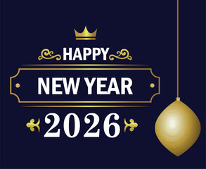 Happy New Year 2026 Holiday Abstract Blue And Gold Design Symbol Vector Illustration
