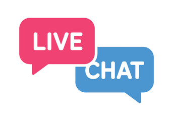 Live chat communication bubbles signify real-time conversation and interaction