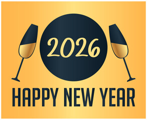 Happy New Year 2026 Holiday Abstract Blue And Gold Color Design Symbol Vector Illustration
