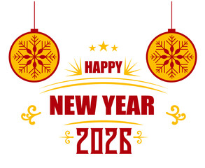 Happy New Year 2026 Holiday Abstract Red And Yellow Color Design Symbol Vector Illustration