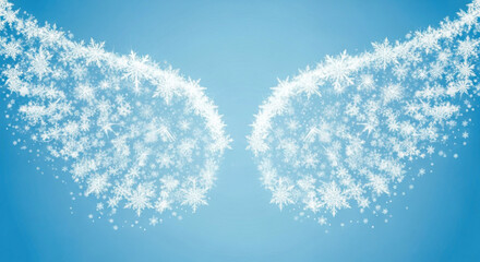 Winter holiday snow storm with sparkling white snowflakes against a bright blue background isolated on white background, Vector