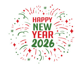 Happy New Year 2026 Holiday Abstract Green And Red Color Design Symbol Vector Illustration