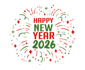 Happy New Year 2026 Holiday Abstract Green And Red Color Design Symbol Vector Illustration