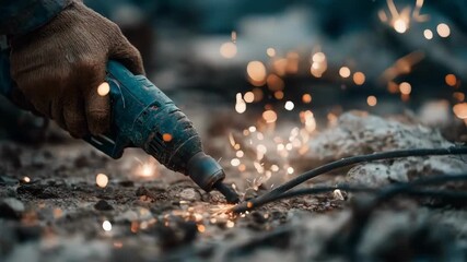 Close medium shot of a heat gun evenly shrinking tubing around electrical wires creating a tight and protective seal during assembly.