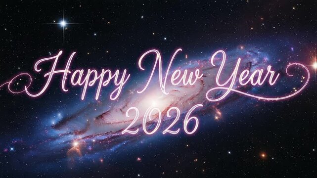 Happy new year 2026 with galaxy background