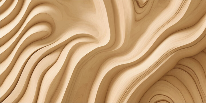 High-Resolution Layered Wood Sculpture Pattern with Smooth Organic Curves and Natural Beige Texture for Premium Digital Backgrounds and Artistic Branding Concepts