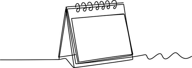 Continuous single line drawing of a minimalist desk flip calendar, symbolizing time management, schedule planning, and important dates for appointments and events. Vector, illustration