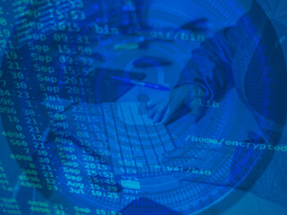 Data encryption and secure server concept with code and digital padlock