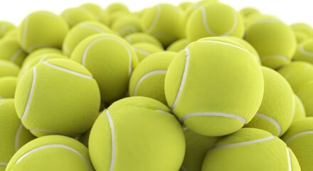 Abundance of tennis balls for sports and recreation concepts