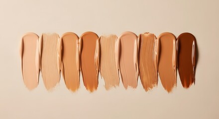 Diverse makeup swatches displaying range of skin tone foundation shades for beauty and cosmetic design