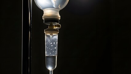 IV drip bag and chamber used in a medical setting