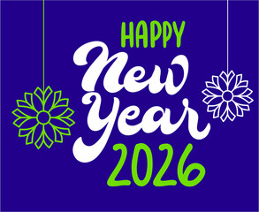 Happy New Year 2026 Holiday Purple And Green Color Design Abstract Vector Illustration