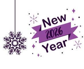 Fototapeta premium Happy New Year 2026 Holiday Purple Color Design Abstract Vector Illustration