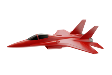 Sleek Red Jet: Power, Speed, and Aerial Dominance Defined on Transparent Background.