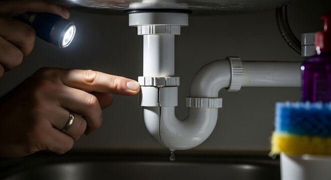 Examining a leaking pipe for home plumbing maintenance and repair solutions