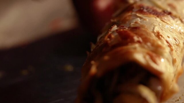 Cooking Egg roll. Delicious Indian street food.