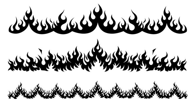 Three Fire Borders - Decorative Flame Designs.