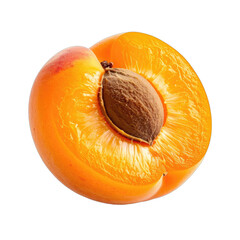 Macro photograph of a fresh apricot half with the pit visible against a black background.