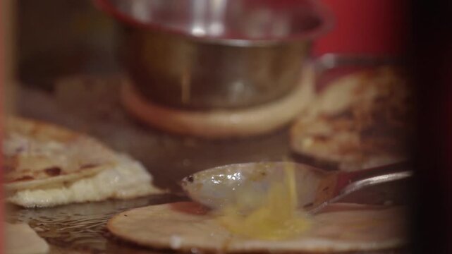 Cooking Egg roll. Delicious Indian street food.