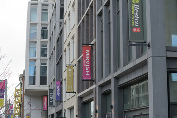 Fototapeta premium exterior of recently constructed buildings at Mirvish Village (Bloor and Bathurst), Toronto