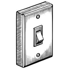 Light switch design in vintage sketch style on white background  