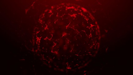 Red Cyber Network Globe Animation - Futuristic Digital Network Connections and Technology Plexus Background - Powered by Adobe