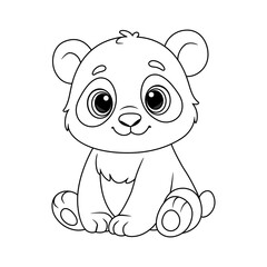 Adorable Panda Cub Outline Drawing
