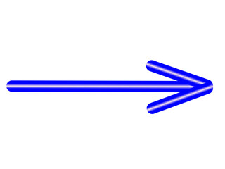 Stylized blue right-pointing arrow with gradient glow and double-line design