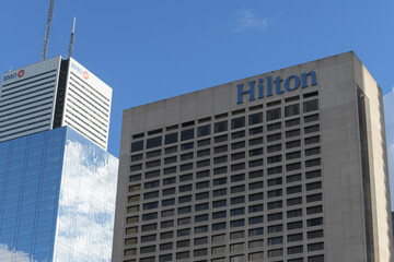 Fototapeta premium north elevation of Hilton, a 4-star hotel, located at 145 Richmond St W, Toronto