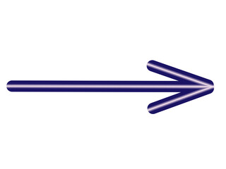 Stylized dark blue right-pointing arrow with white stripes and rounded shaft