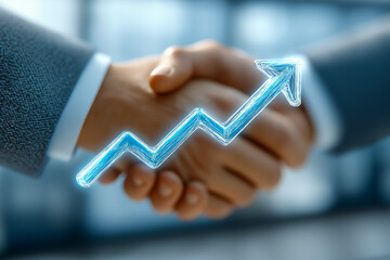 契約成立と業績アップのイメージ　スーツの男性のハンドシェイク
