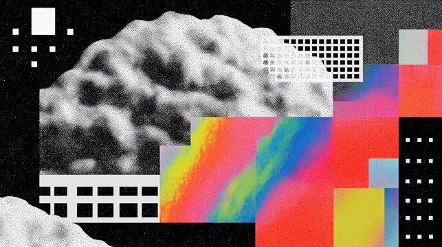 Conceptual art piece visualizing ADHD mind with vibrant colors and abstract shapes, blending textures and patterns to represent the complexity of thoughts and emotions