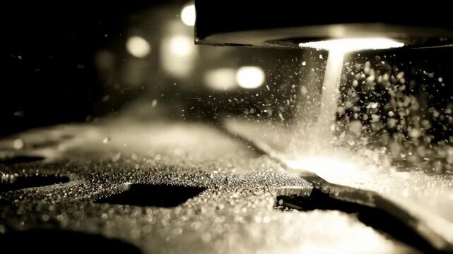 Footage of coated casting surface being inspected under bright lights emphasizing the protective layer and fine texture achieved through advanced coating techniques.
