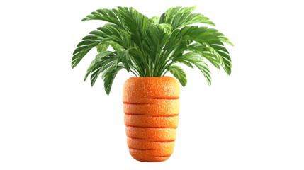 Vibrant segmented carrot with fresh green leaves, healthy food