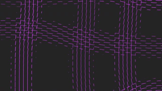 An intricate design of intersecting thin purple lines arranged in a repeating pattern, resembling a geometric artwork created using a straightedge tool