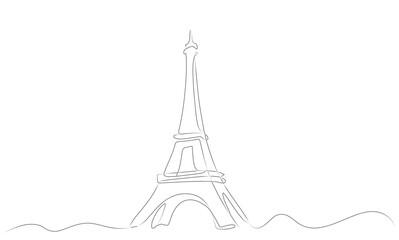 Continuous single line drawing of Eiffel Tower