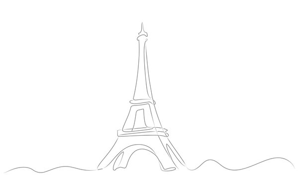 Continuous single line drawing of Eiffel Tower