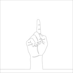 Simple continuous drawing of one hand raising finger.