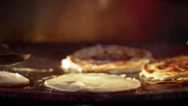 Cooking Egg roll. Delicious Indian street food.