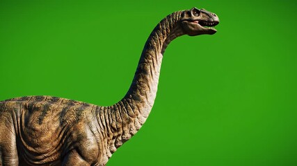 Majungasaurus Dinosaur Roaming in Prehistoric Landscape A Detailed Animation of a Large Theropod with Scaly Skin and Long Neck Against a Lush Green Background Perfect for Paleontology and Wildlife Ed. - Powered by Adobe