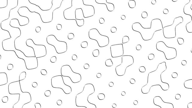 A monochromatic drawing featuring an intricate pattern composed of interconnected circles in a floating, 3D visual. The design showcases a captivating play of form and space with elegant appeal