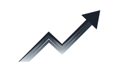 Conceptual upward trend arrow of success isolated on transparent background