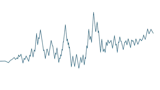 Volatile financial data graph fluctuation isolated on transparent background