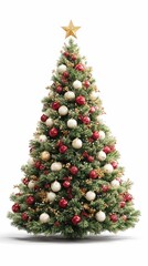 3D Christmas tree with ornaments and star top
