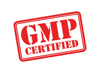 GMP Certified Red Grunge Stamp, Good Manufacturing Practice Approval Seal, Quality Assurance Badge Vector