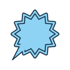A Light Blue Starburst Speech Bubble With A Darker Blue Outline On A Black Background Minimalist Flat Vector Art Style Sticker Design